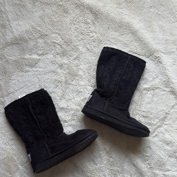 Juicy Couture Black Knit Sparkle Boots | Girls Size 4 | Y2K Cozy Glam Vibe - Picture 2 of 7